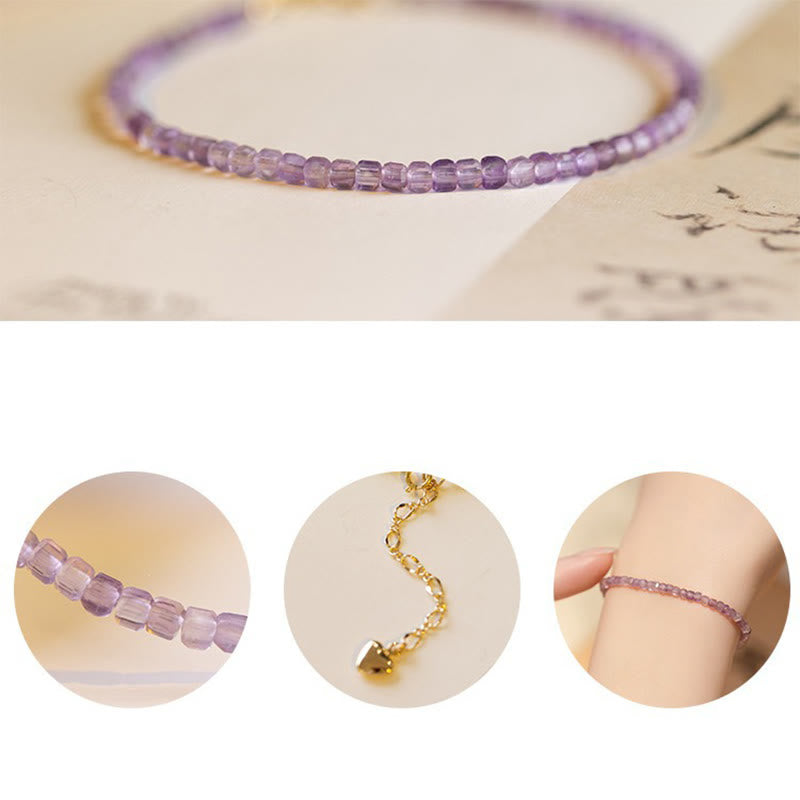 2.5mm Amethyst & 14k Gold Inner Peace Bracelet
