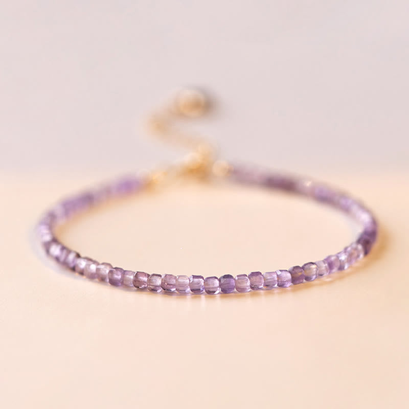 2.5mm Amethyst & 14k Gold Inner Peace Bracelet