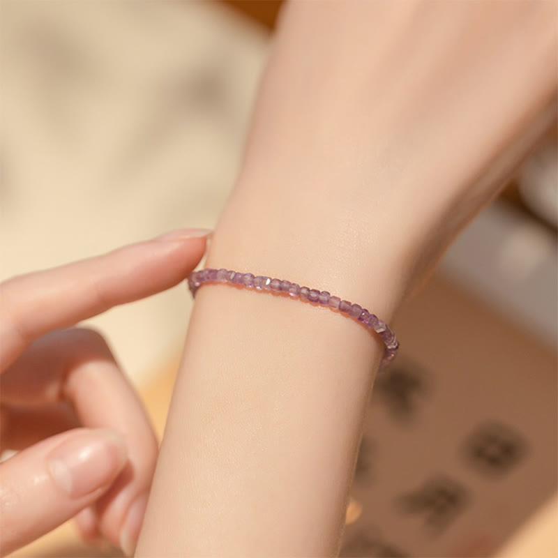 2.5mm Amethyst & 14k Gold Inner Peace Bracelet