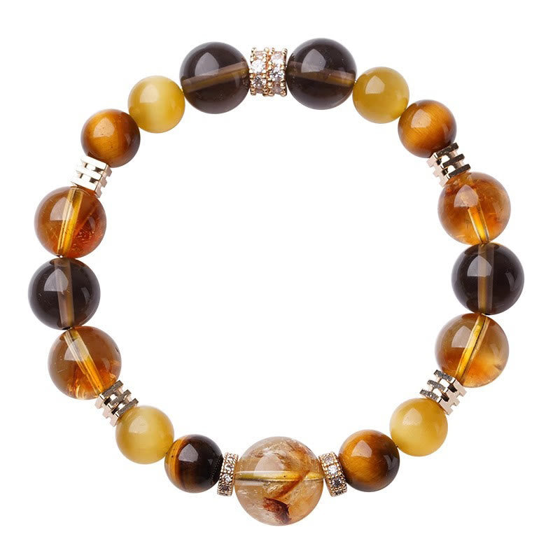 10mm Tiger Eye Citrine Topaz Happiness Bracelet