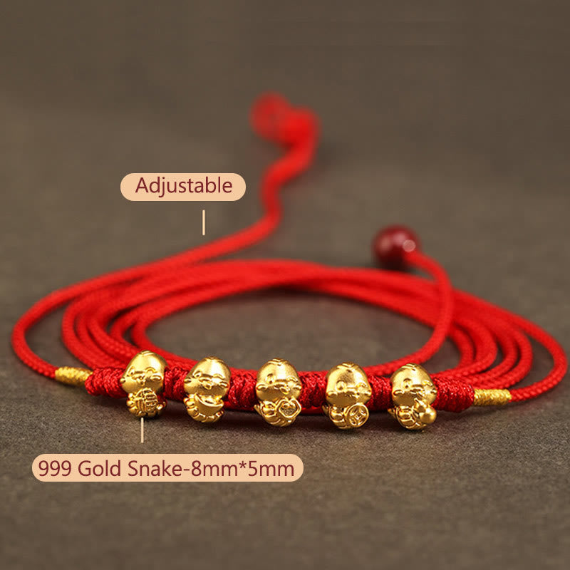 999 Gold Snake Red String Belly Chain for Protection & Prosperity