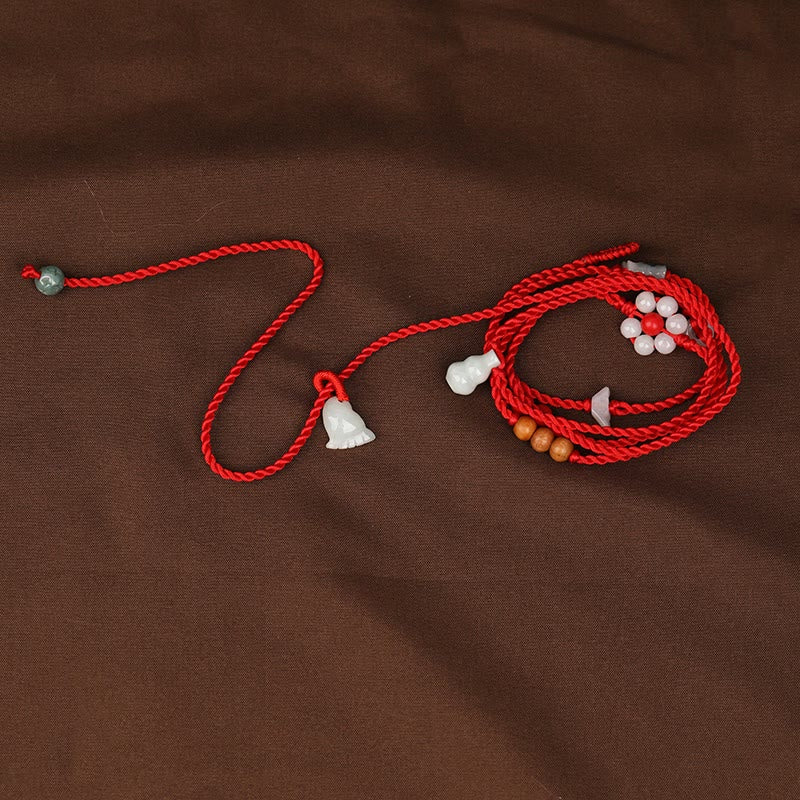 Chinese Zodiac Peach Wood Red String Belly Chain Blessing