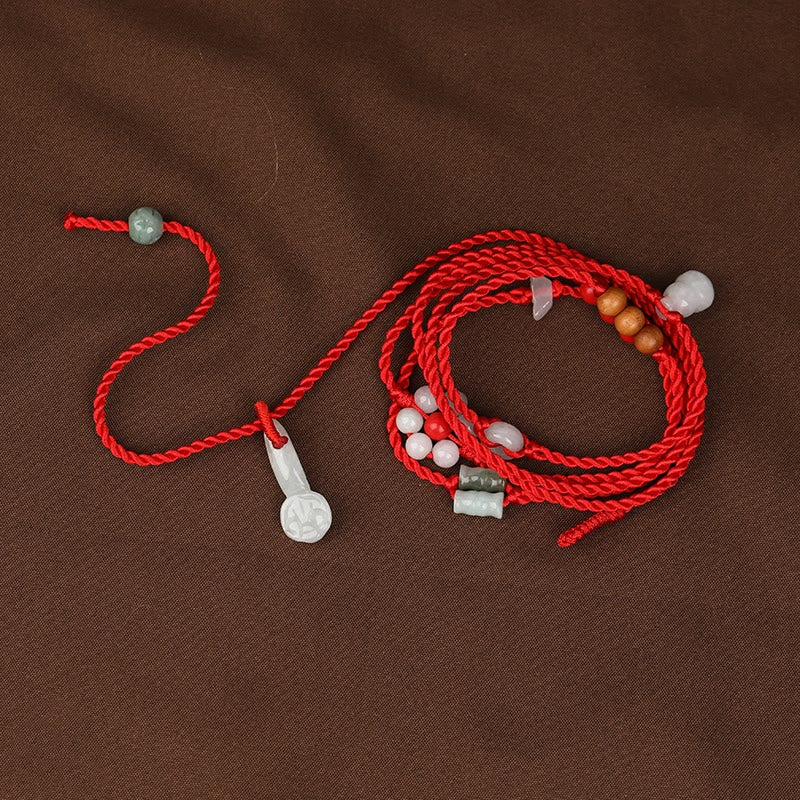 Chinese Zodiac Peach Wood Red String Belly Chain Blessing