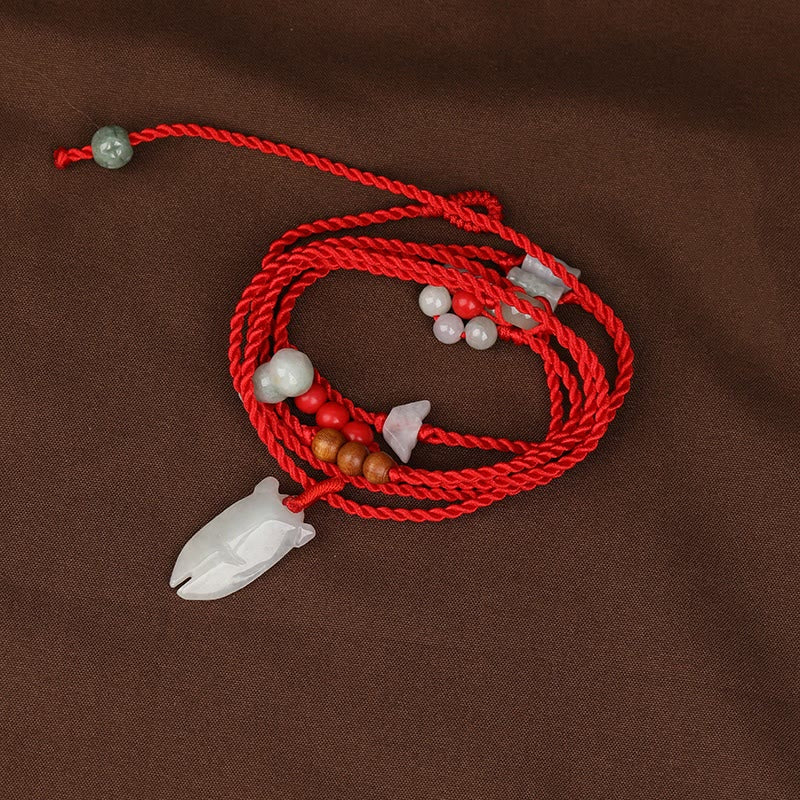 Chinese Zodiac Peach Wood Red String Belly Chain Blessing