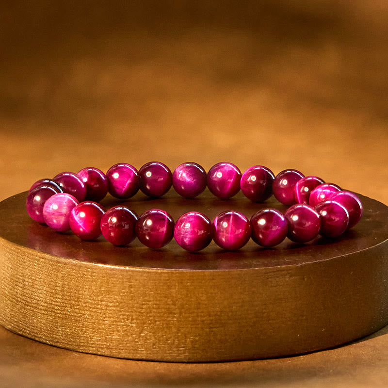 12mm Red Tiger Eye Calm Bracelet for Balance