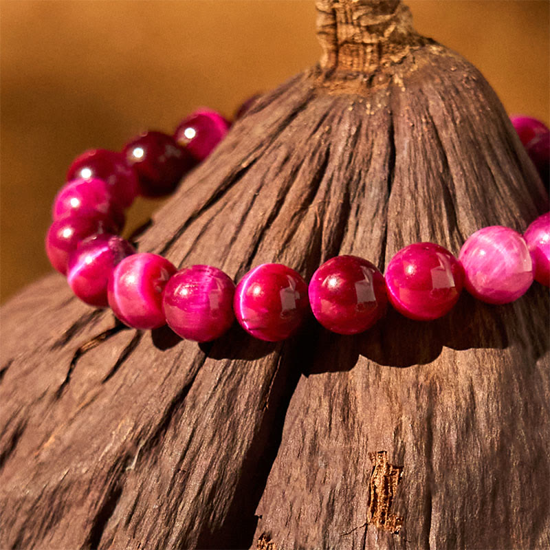 10mm Red Tiger Eye Calm Bracelet for Emotional Balance