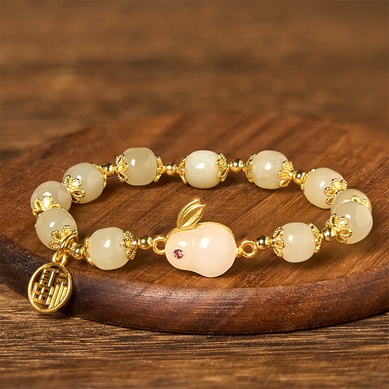 8mm Hetian Jade Fu Character Abundance Bracelet