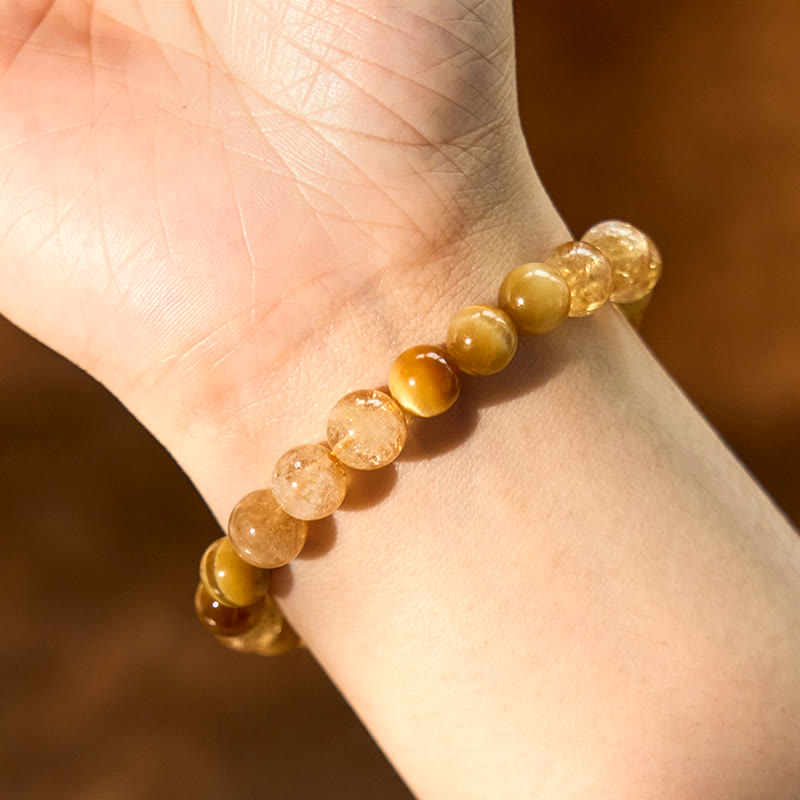 8mm Citrine Tiger Eye Red Agate Generosity Bracelet