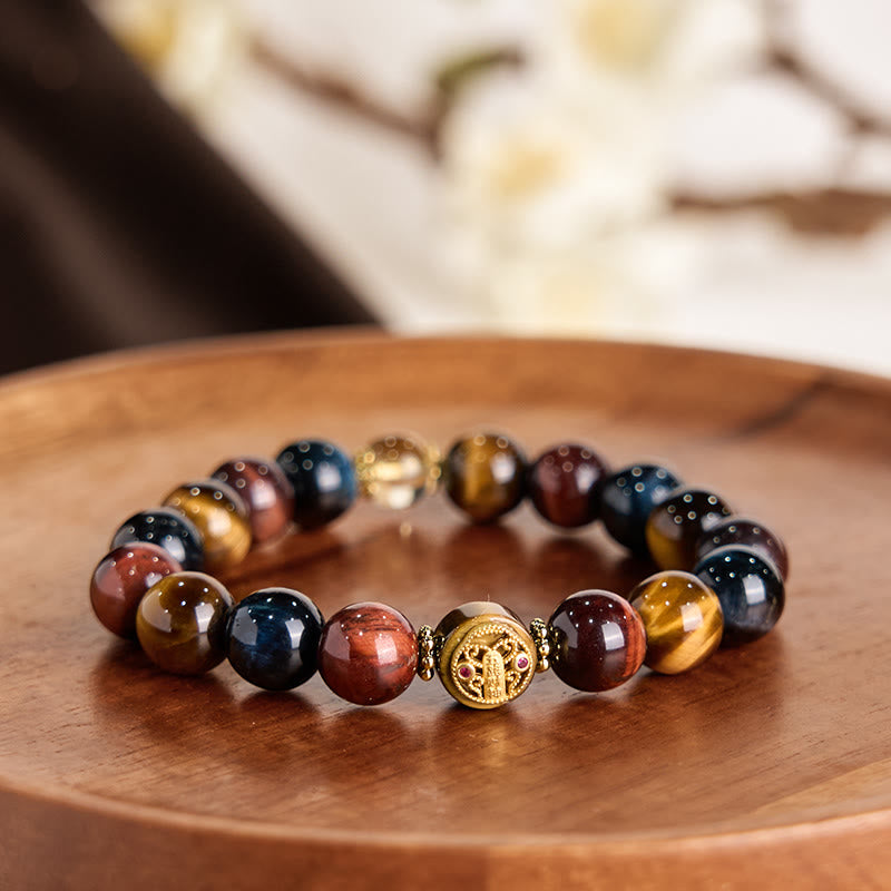 10mm Tiger Eye Protection Courage Bracelet for Resilience