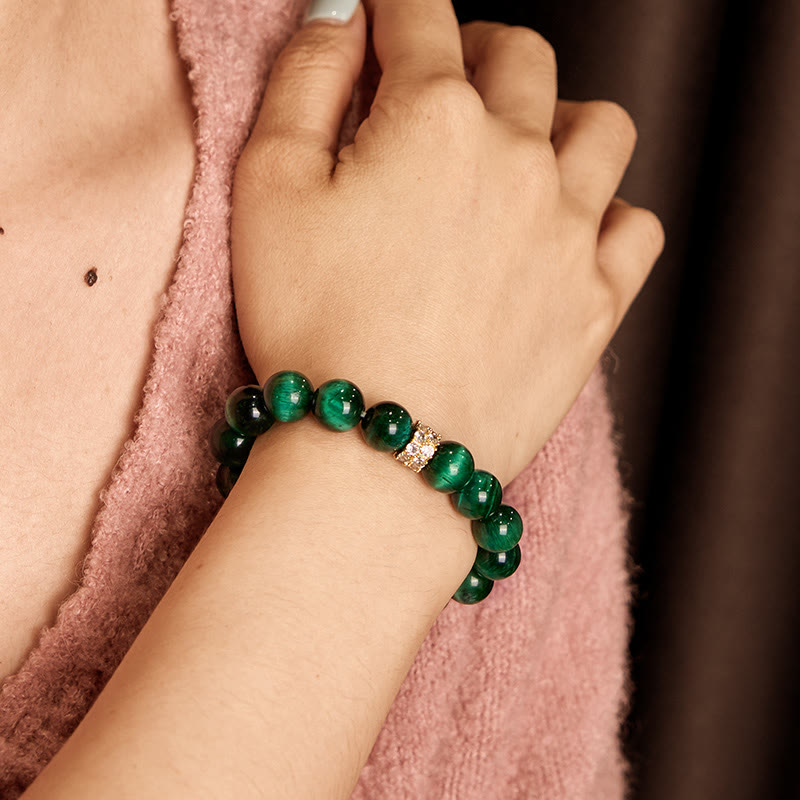 Green Tiger Eye Bracelet for Positive Energy | 14-16cm