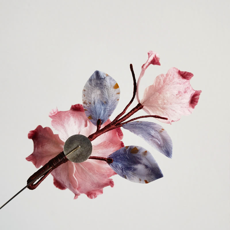 Mulberry Silk Red Flower Brooch for Spiritual Energy