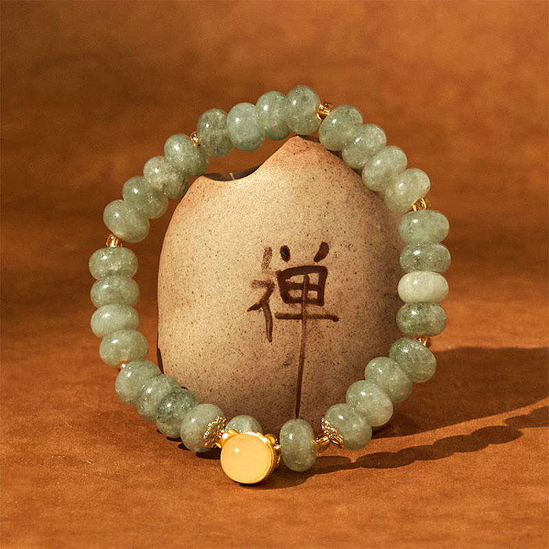 8mm Strawberry Quartz Cyan Jade Lucky Cat Healing Bracelet