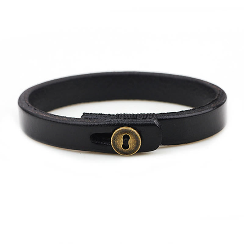 Vintage Leather Button Buckle Confidence Bracelet