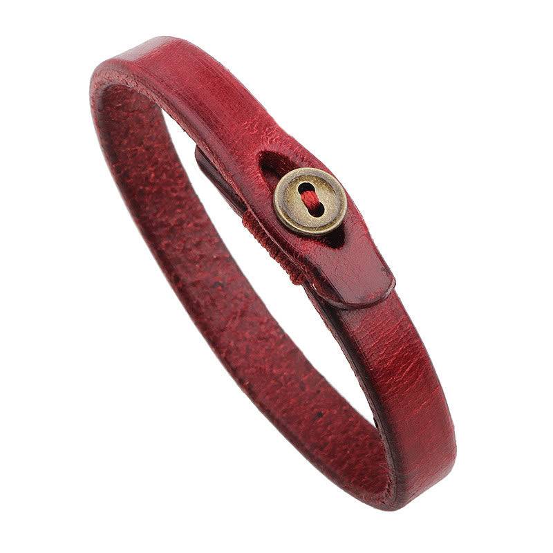 Vintage Leather Button Buckle Confidence Bracelet