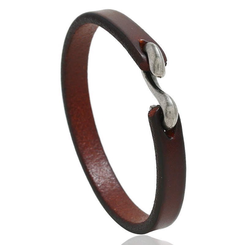 Vintage Leather Strength Buckle Bracelet for Spiritual Protection