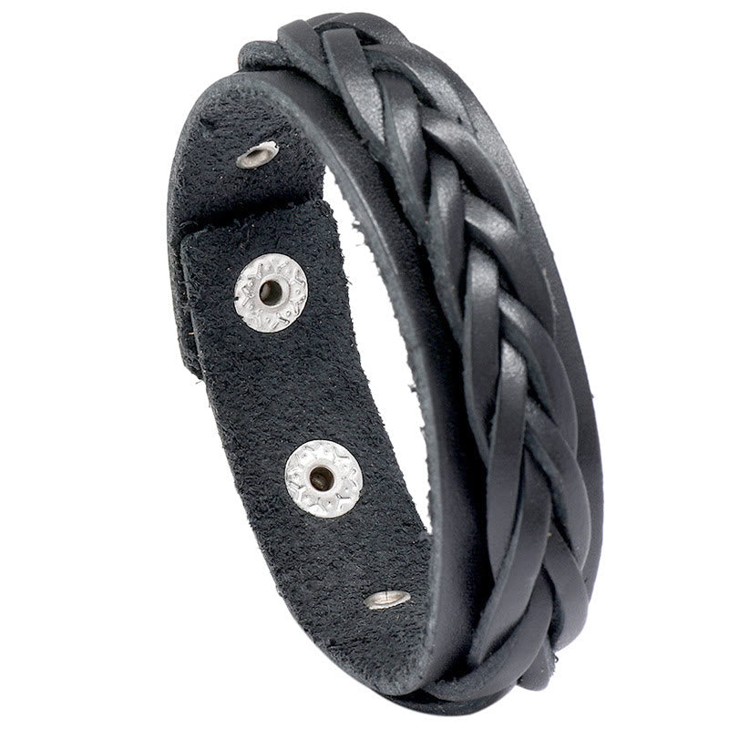 Vintage Weaving Leather Adjustable Strengthen Bracelet