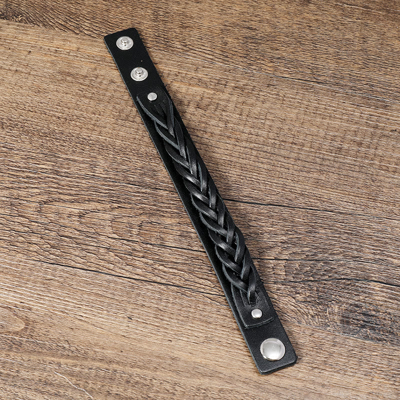 Vintage Weaving Leather Adjustable Strengthen Bracelet