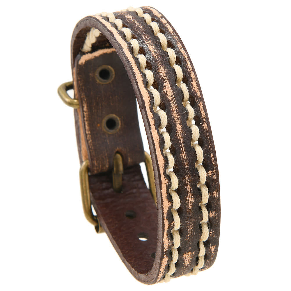 Adjustable Vintage Leather Spiritual Strength Bracelet