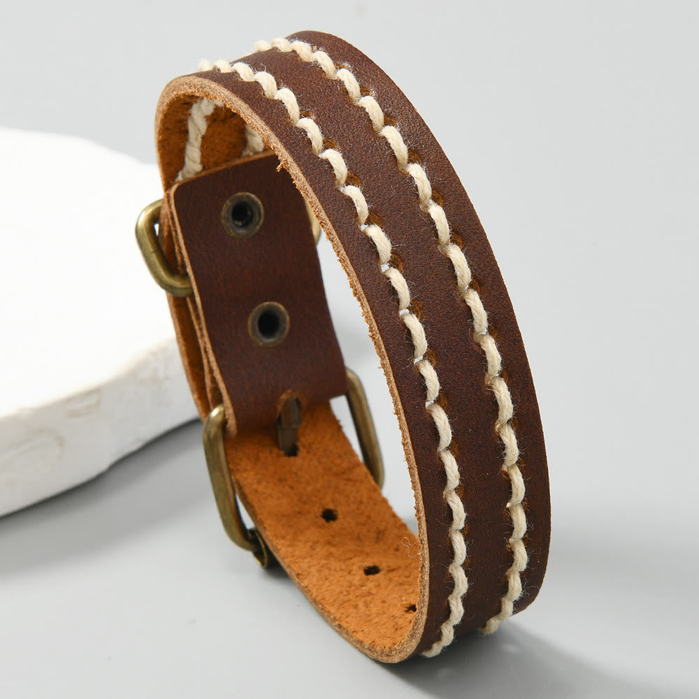 Adjustable Vintage Leather Spiritual Strength Bracelet