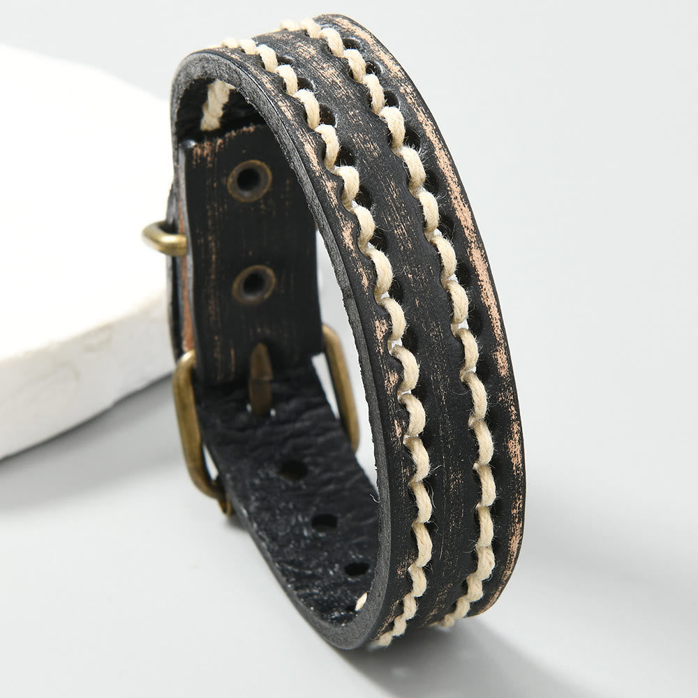 Adjustable Vintage Leather Spiritual Strength Bracelet