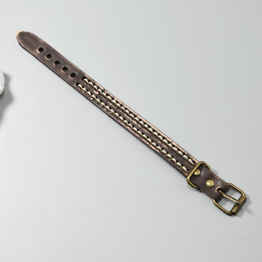 Adjustable Vintage Leather Spiritual Strength Bracelet
