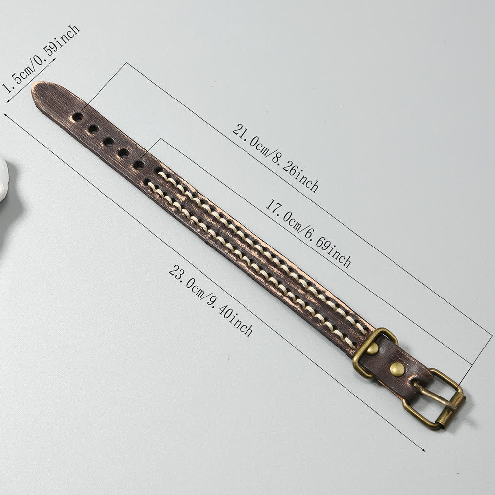 Adjustable Vintage Leather Spiritual Strength Bracelet