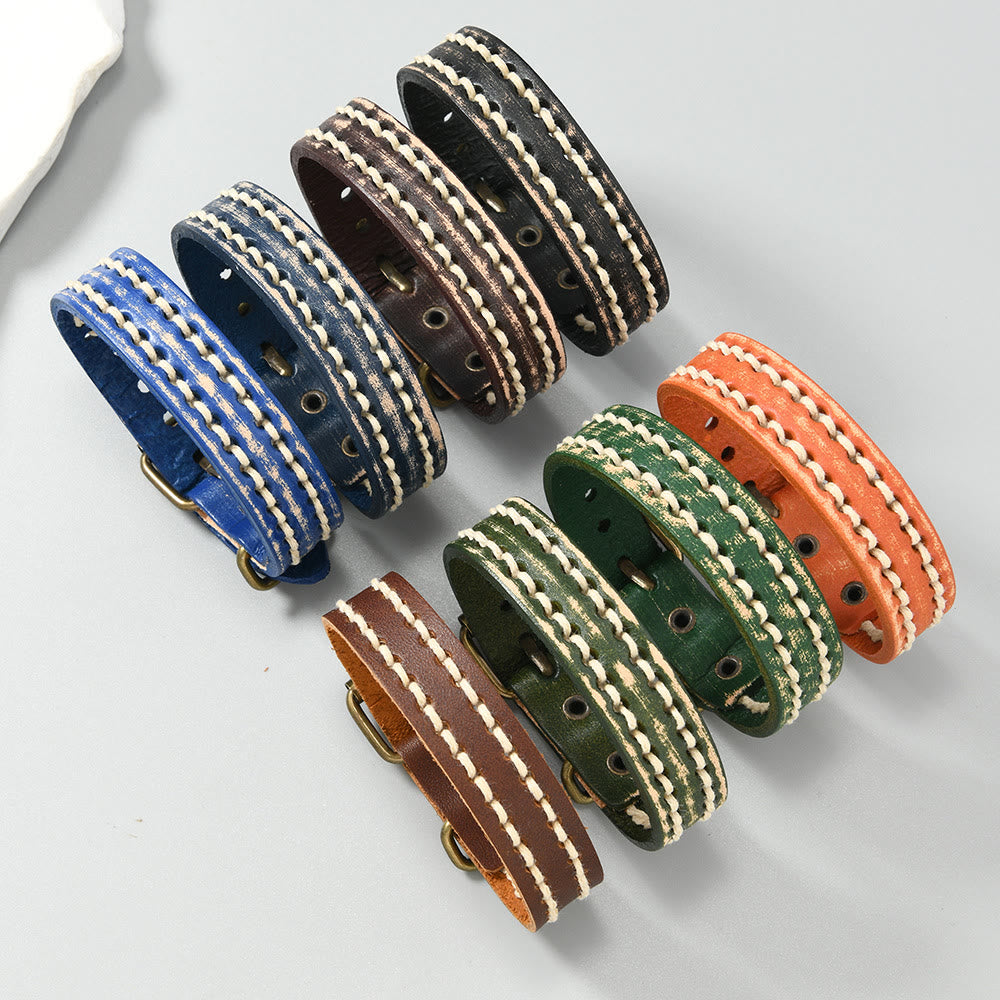 Adjustable Vintage Leather Spiritual Strength Bracelet