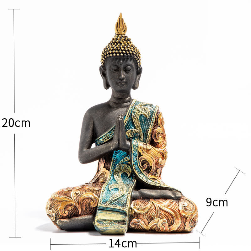 Tibetan Buddha Statue Resin Feng Shui Home Decor 14x20cm