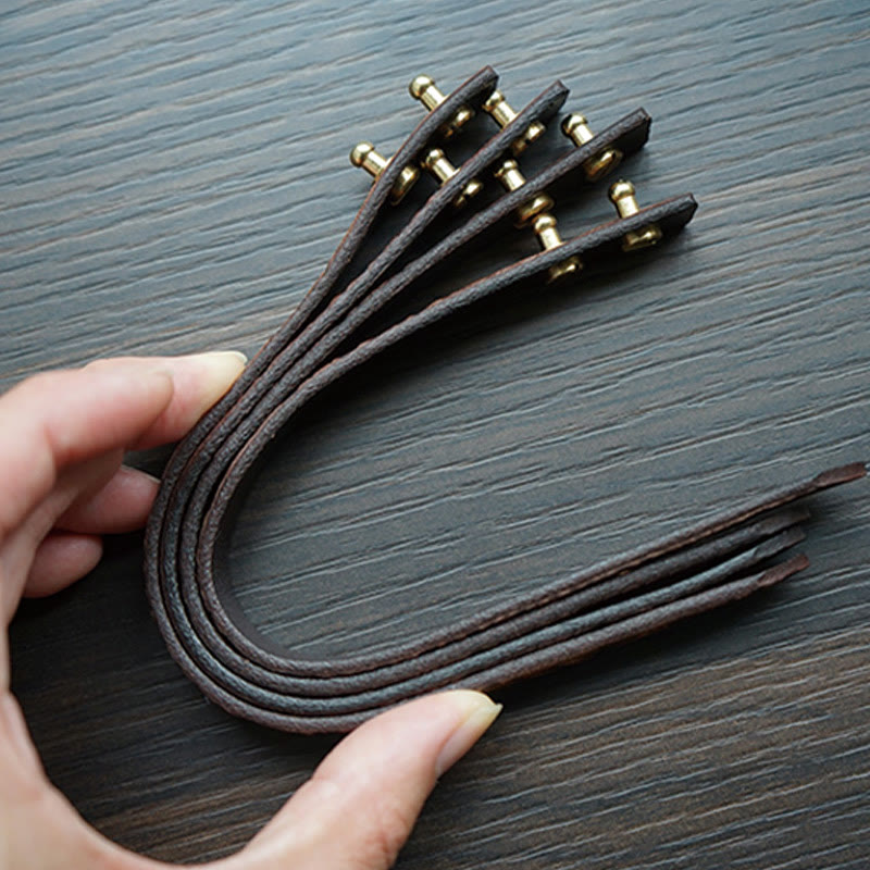 Vintage Printed Leather Spiritual Bracelet with Copper Balance