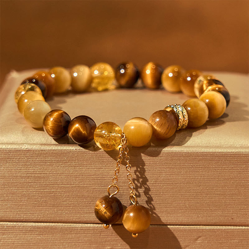 8mm Tiger Eye Citrine Protection Bracelet for Year of the Snake