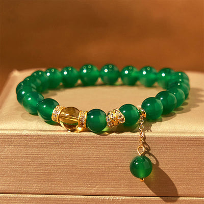 8mm Green Agate Citrine Power Bracelet for Success & Clarity