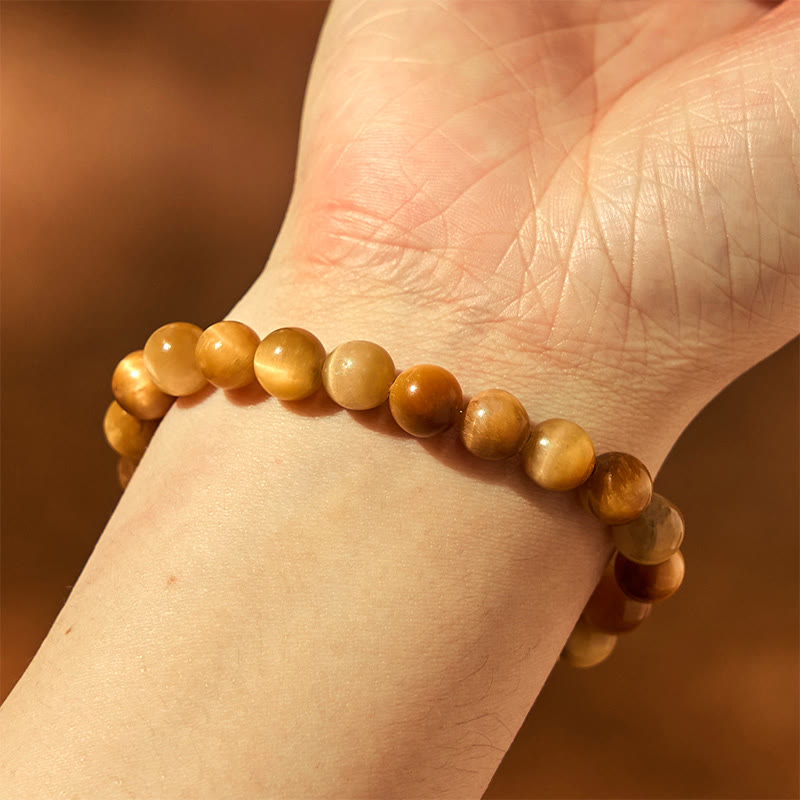 8mm Tiger Eye Amethyst Fu Character Strength Bracelet