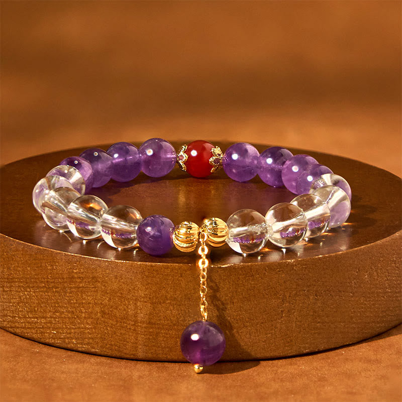 8mm Amethyst White Crystal Communication Bracelet