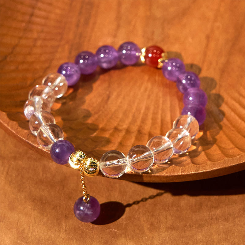 8mm Amethyst White Crystal Communication Bracelet