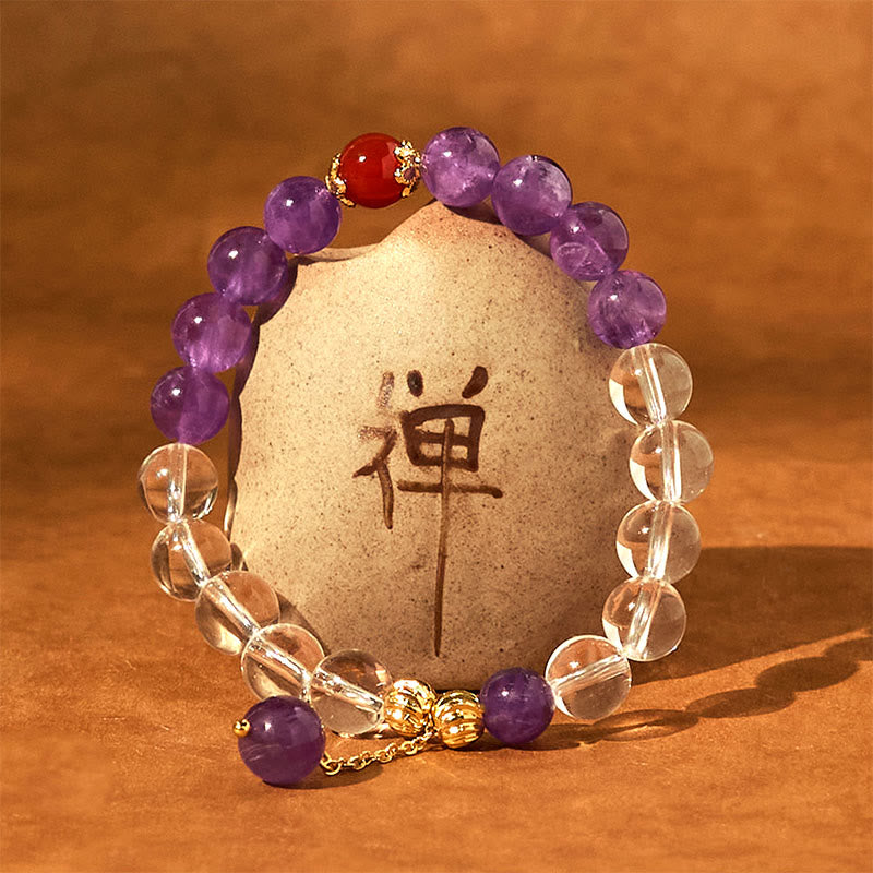 8mm Amethyst White Crystal Communication Bracelet