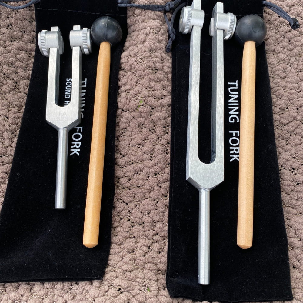 174 Hz & 528 Hz Healing Tuning Forks with Crystal Handle - On sale