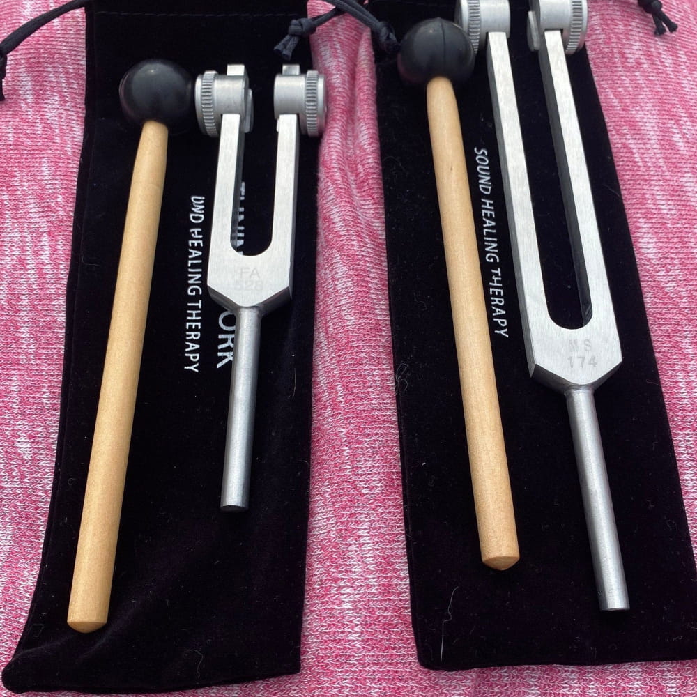 174 Hz & 528 Hz Healing Tuning Forks with Crystal Handle - On sale