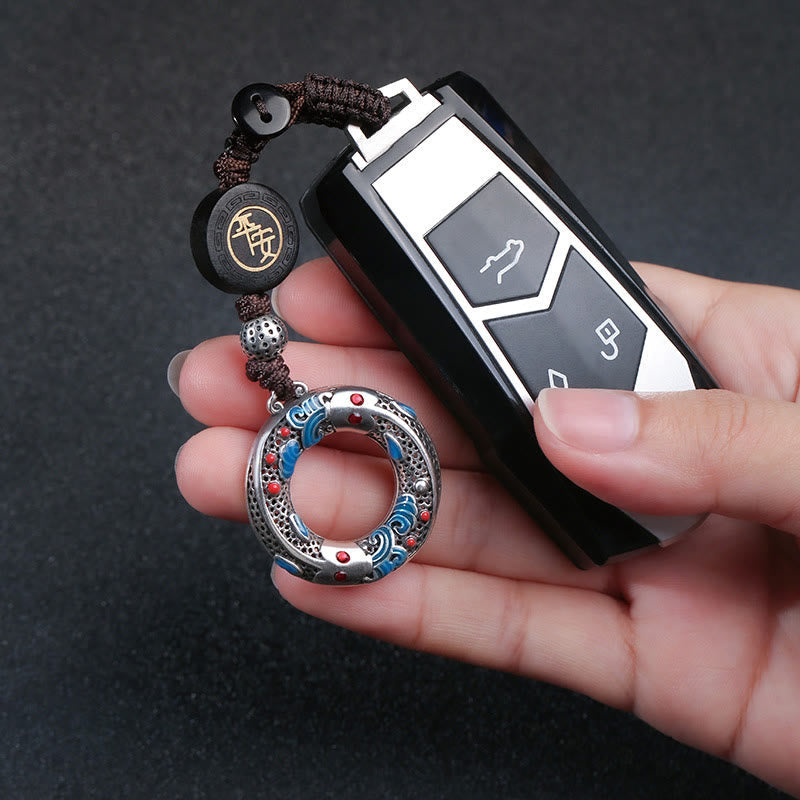 Double Koi Fish Peace Buckle Key Chain for Luck & Protection