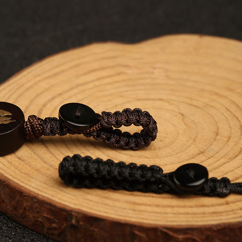 Small Leaf Red Sandalwood Buddha Protection Key Chain