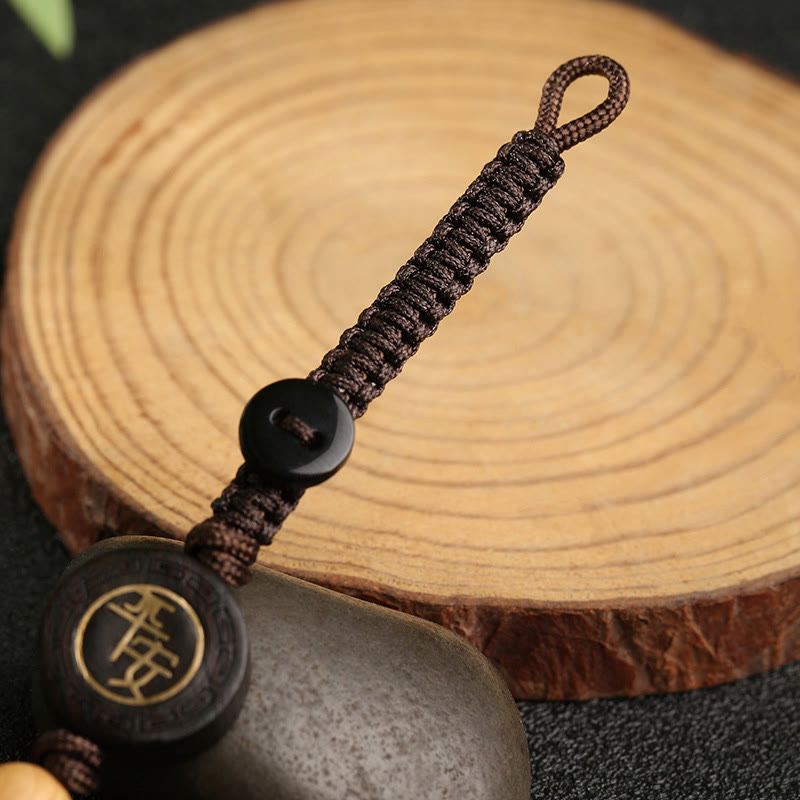 Small Leaf Red Sandalwood Pixiu Protection Key Chain