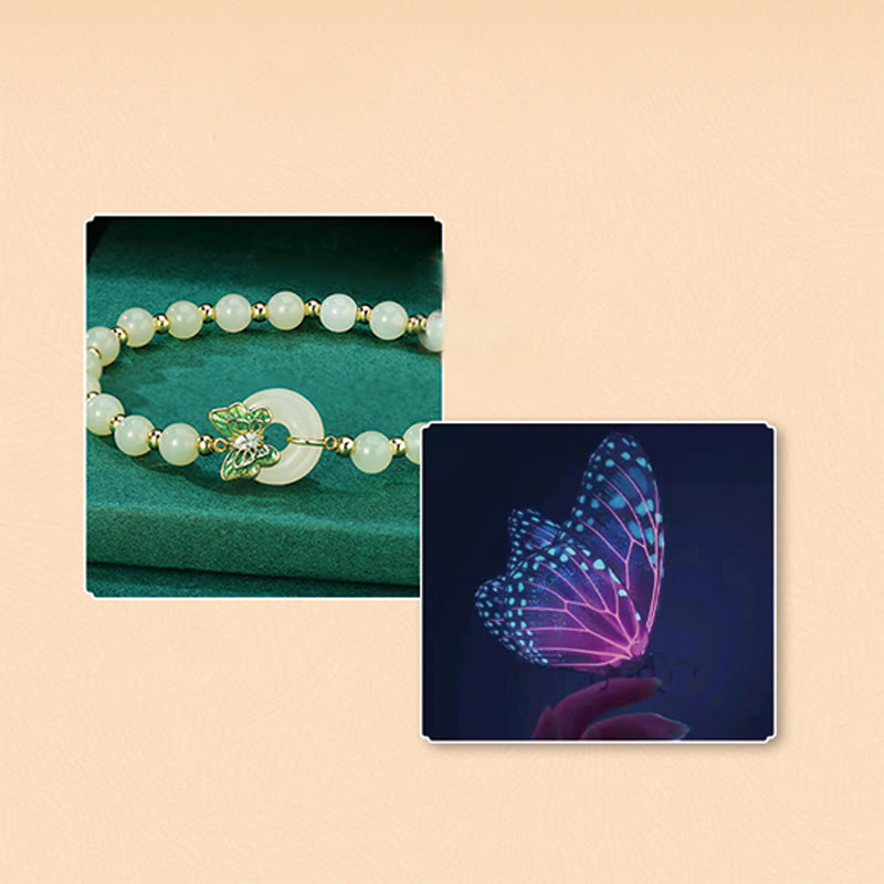 Natural Hetian Jade Peace Buckle Butterfly Bracelet Necklace