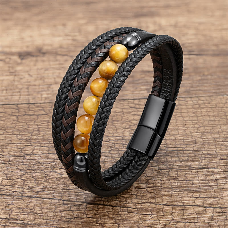 Green Tiger Eye 16-18cm Positive Leather Bracelet