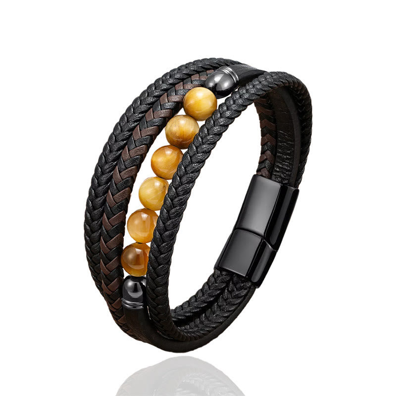 Green Tiger Eye 16-18cm Positive Leather Bracelet