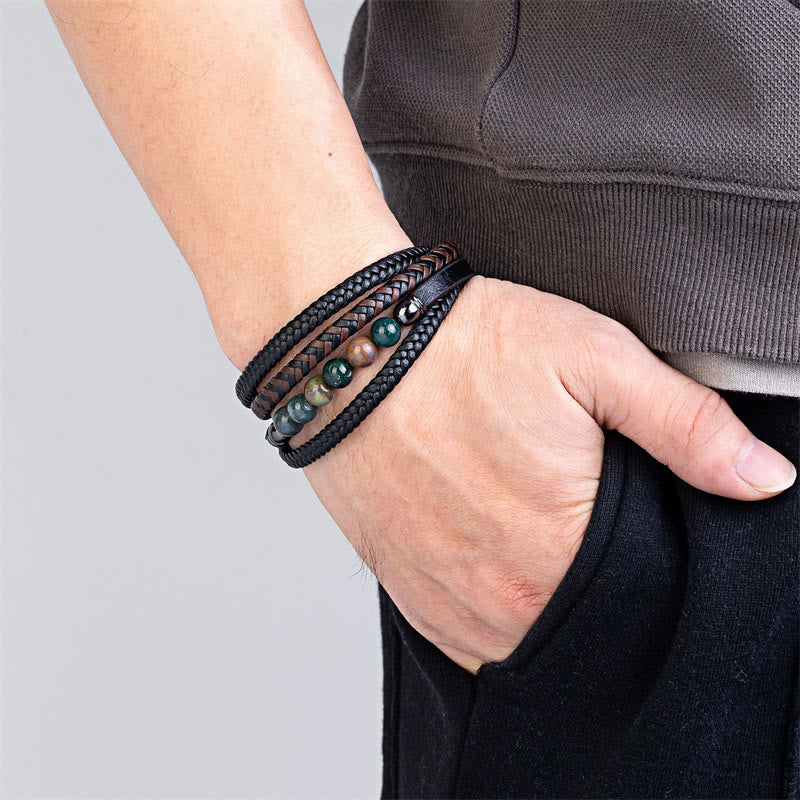 Green Tiger Eye 16-18cm Positive Leather Bracelet