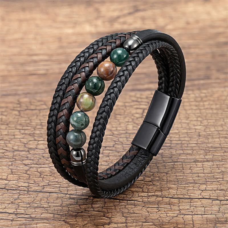 Green Tiger Eye 16-18cm Positive Leather Bracelet