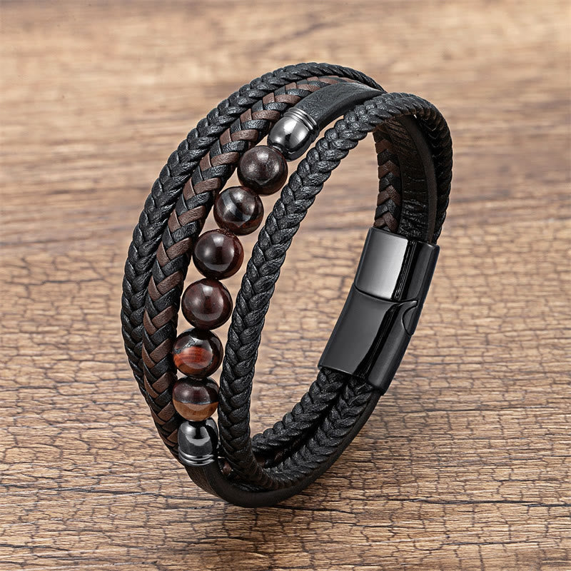 Green Tiger Eye 16-18cm Positive Leather Bracelet