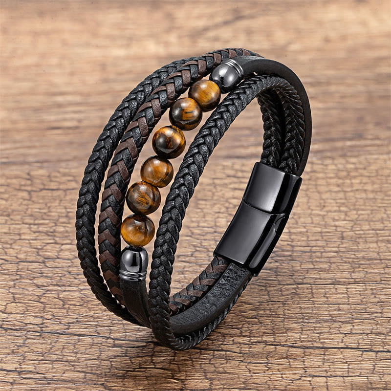 Green Tiger Eye 16-18cm Positive Leather Bracelet