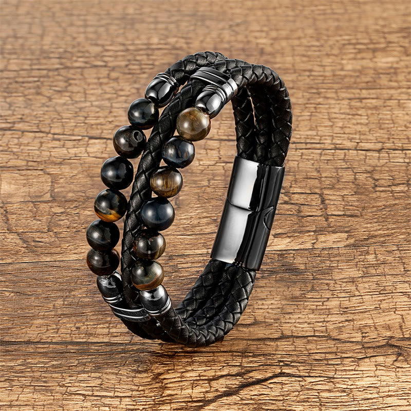 16-18cm Blue Tiger Eye Protection Strength Bracelet