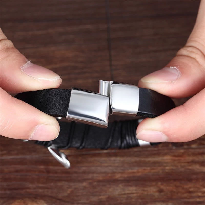 Multistone Om Mani Padme Hum Leather Bracelet