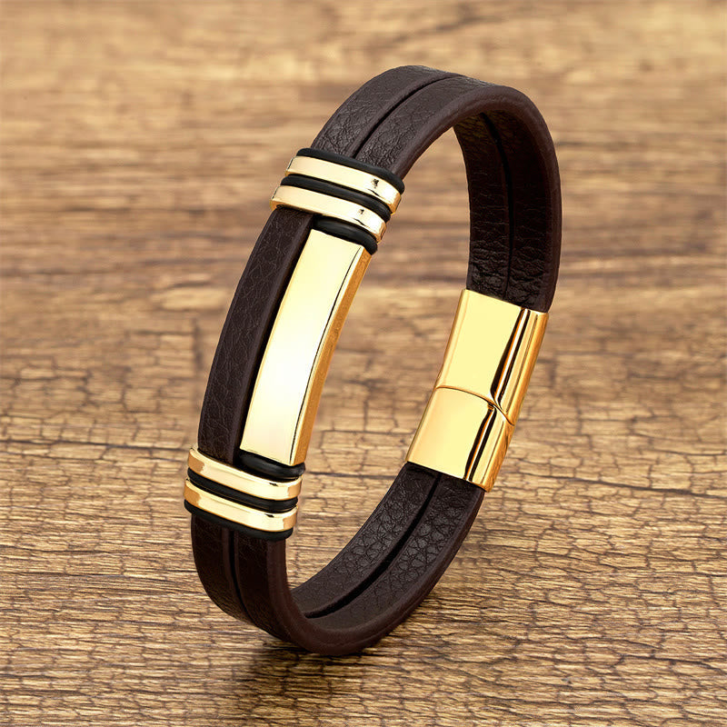 Balance Leather Titanium Steel Bracelet | Healing Sounds